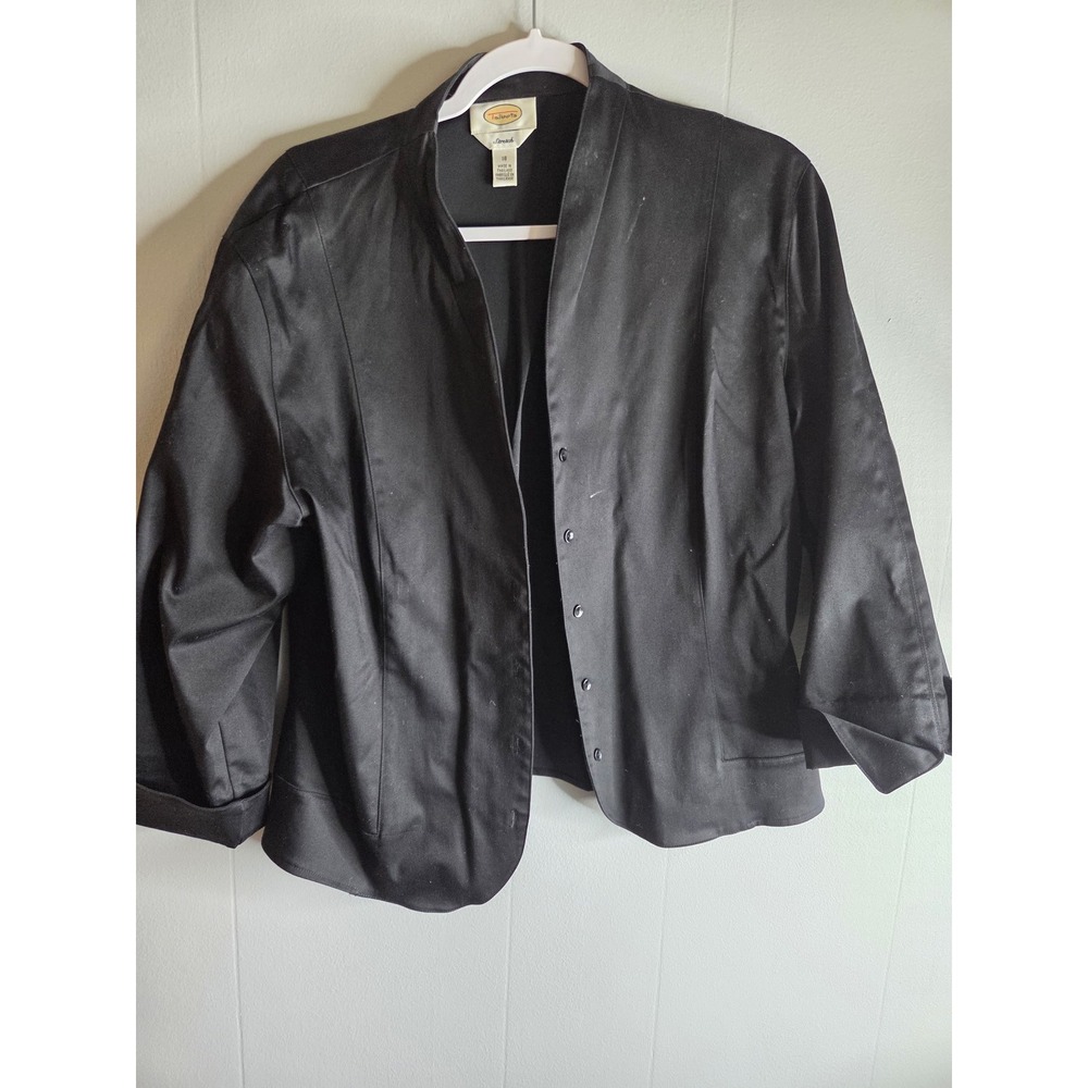 Talbots Black Satin Open-Front Blazer